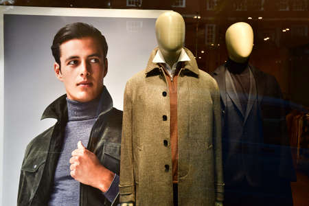 London; Hampstead; England - October 21 2021: cloth shop in the Belsize Park districtのeditorial素材