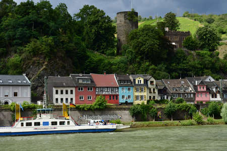 Rhine Valley; Germany- August 11 2021: the city of Niderheimbach in the valley of medieval castlesのeditorial素材