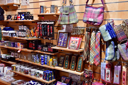 Edinburgh,Scotland - October 21 2021: souvenir shop of the old picturesque castleのeditorial素材