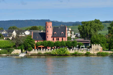 Rhine Valley; Eltville,Germany- August 11 2021: the Rhine valley near Wiesbadenのeditorial素材