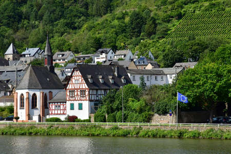 Moselle valley; Germany- August 11 2021: the valley of vineyardのeditorial素材