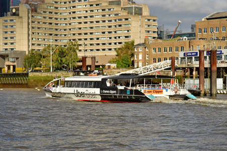London; England - October 21 2021: a fluvial cruise on the Thames riverのeditorial素材