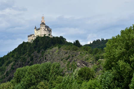 Rhine Valley; Germany- August 11 2021: the Marksburg castleのeditorial素材