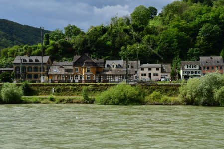 Rhine Valley; Germany- August 11 2021: the city of Niderheimbach in the valley of medieval castlesのeditorial素材