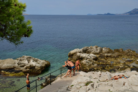 Croatia; France - June 23 2021: the picturesque city of Cavtat in Balkanのeditorial素材