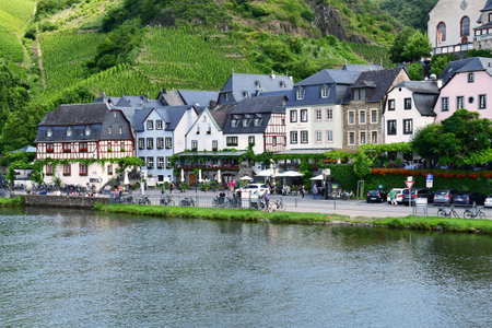 Moselle valley; Beilstein, Germany- August 11 2021: the valley of vineyardのeditorial素材