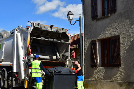 Montreuil sur Epte; France - April 27 2022: garbage truck
