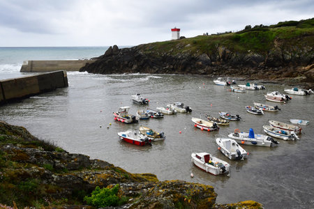 Plouhinec; France - may 16 2021 : the port of Pors Poulhanのeditorial素材