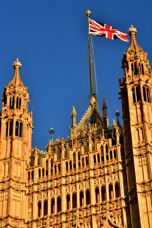 London, England - December 15 2023: the Victoria tower in the Palace of Westminsterのeditorial素材