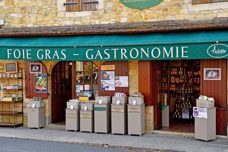 Domme; France - October 7 2023: the picturesque old bastideのeditorial素材