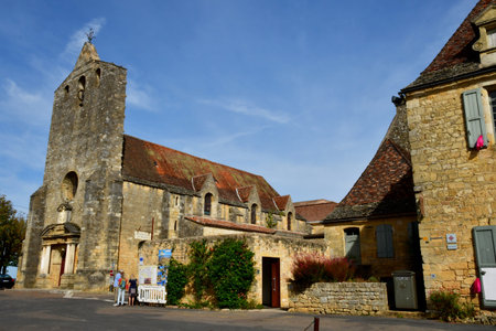 Domme; France - October 7 2023: the picturesque old churchのeditorial素材