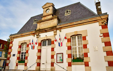 Wissant; France - May 10 2024: the city hall of the seaside resort cityのeditorial素材
