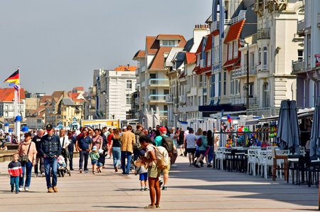 Wimereux; France - May 10 2024: the seafront promenade of the seaside resort cityのeditorial素材