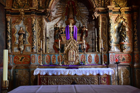 Castelo Rodrigo, Portugal - March 30 2022: the Our Lady of Reclamador church in the historical...