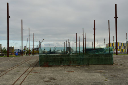 Belfast; Northern Ireland - September 15 2022: the place where the Titanic was built in the Titanic...