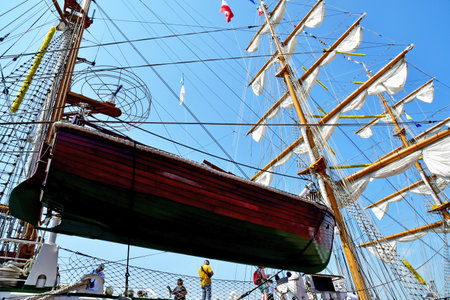 Rouen, France - June 13 2023: theCuauhtemoc in the Armada de Rouen, a collection of old sailing...