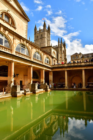 Bath; England - May 30 2024: the Roman Baths in the city centerのeditorial素材