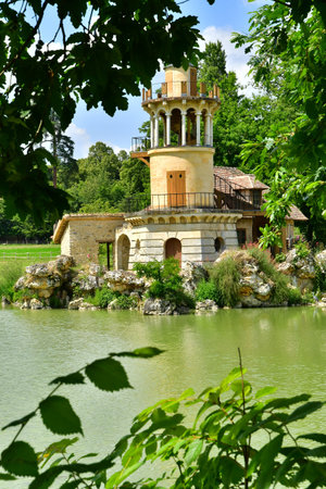 Versailles; France - June 26 2024: the Marlborough tower in the Marie Antoinette estateのeditorial素材