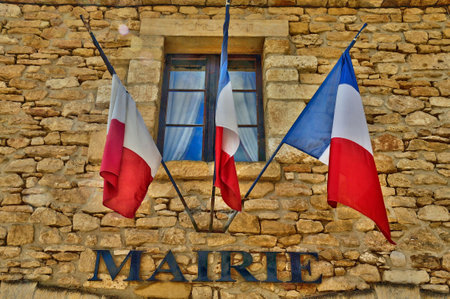 Beynac and Cazenac, France - August 18 2016: the vity hallのeditorial素材