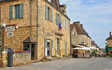 Domme, France - August 18 2020: the bastide built in the 13th century by Philippe le Hardiのeditorial素材