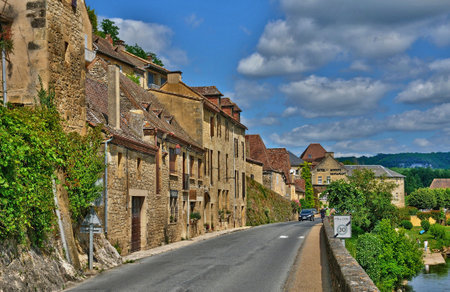 Beynac et Cazenac, France - August 18, 2016: the old villageのeditorial素材