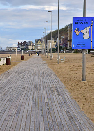 Trouville; France - October 12, 2024: Les Planches, Promenade Savignac and its stylish villasのeditorial素材