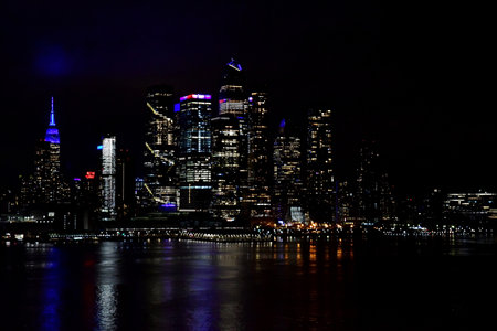 New York, USA - September 9 2023: the south Manhattan in the nightのeditorial素材