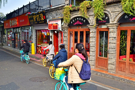 Beijing; China - November 6 2024: hutong near the Tower of Bellのeditorial素材