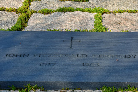 Washington DC, USA - September 7 2023: tomb of JF Kennedy in the Arlington National Cemetery
