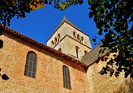 Saint Leon sur Vezere; France - October 7 2023: the picturesque old Saint Leonce church