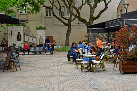 Germain en Laye; France - May 6, 2023: restaurant bar in the Cours Larcher