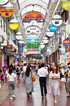 Kobe; Japan - August 22 2024: the main shopping gallery in the city center