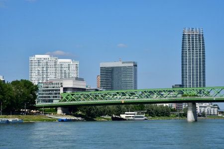 Bratislava, Slovakia - June 25 2023: the city view from a river cruise boat