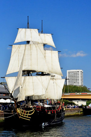 Rouen, France - June 13 2023: the Etoile du Roy in the Armada de Rouen, a collection of old sailing...