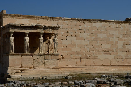 Athens; Greece - August 29 2022: the Erechtheion in the Acropolis
