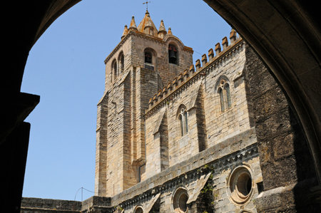 Evora, Portugal - July 3 2010: the picturesque cathedralのeditorial素材