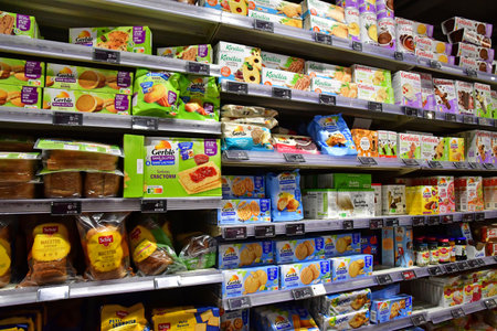 Germain en Laye; France - May 6 2023: food in a supermarketのeditorial素材