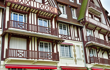 Trouville; France - October 12, 2024: Les Planches, Promenade Savignac and its stylish villasのeditorial素材