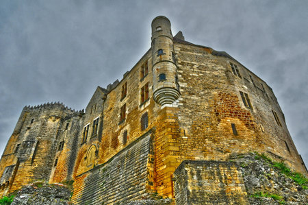 Beynac et Cazenac, France - August 18 2016: the historical old castle built in the 12th centuryのeditorial素材