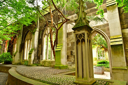 London; England - May 23 2024: Saint Dunstan in the East church in the City of Londonのeditorial素材