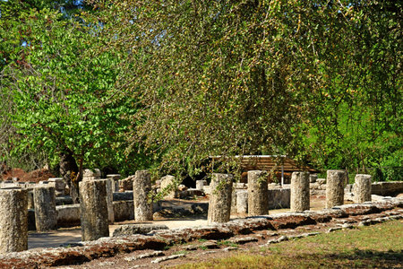 Ancient Olympia; Greece - August 30 2022: the archaeological siteのeditorial素材