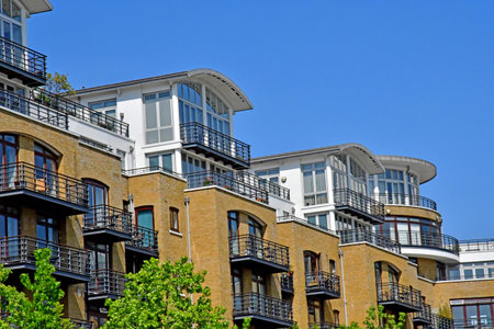 London; England - May 28 2023: apartment block around the marina