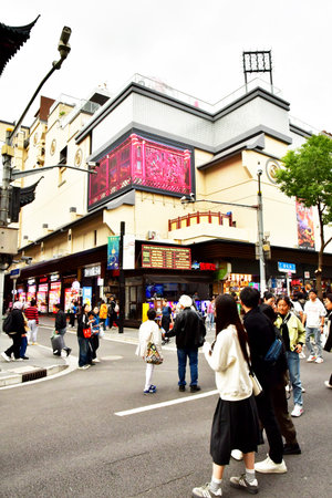 Shanghai; China - November 6 2024: a shopping district in Pudong