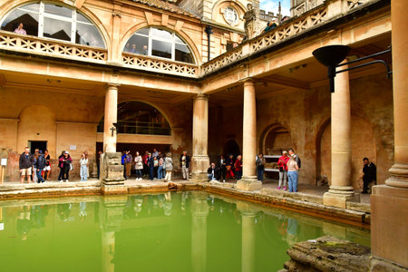 Bath; England - May 30 2024: the Roman Baths in the city centerのeditorial素材