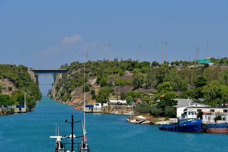 Corinth; Greece - August 30 2022: the picturesque Corinth canalのeditorial素材