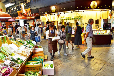 Kanazawa; Japan - August 22 2024: the Omicho Ishiba market, in operation since 1721のeditorial素材
