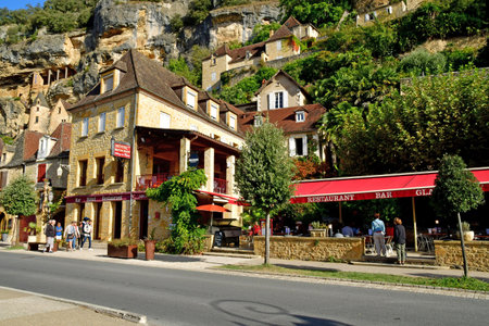 La Roque Gageac; France - October 7 2023: the picturesque old villageのeditorial素材