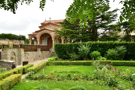 Kalambaka; Greece - August 31 2022: the Saint Stephan monastery in the Meteoraのeditorial素材