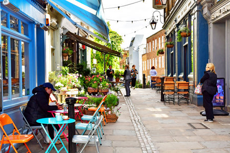 London; England - May 23 2024: restaurant in the Hampstead districtのeditorial素材