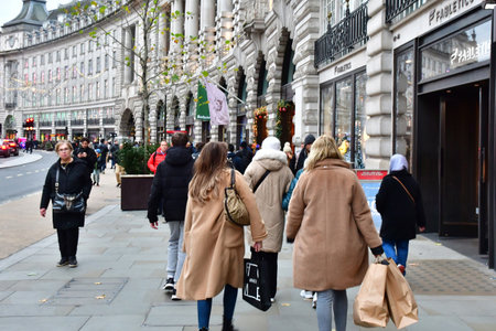 London, England - December 15 2023: the Regent streetのeditorial素材